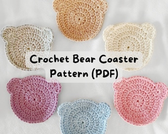 Crochet Bear Coaster Pattern, Crochet Pattern PDF, Crochet Bear Tutorial, Crochet Digital Pattern PDF, Handmade Bear Coaster, Animal Coaster