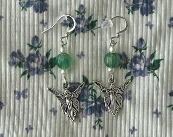 Boucles d'oreilles fée verte