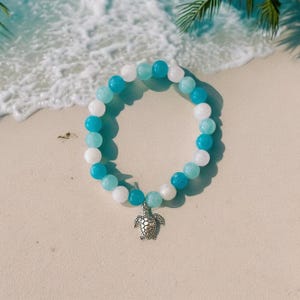 Handmade Blue Sea Turtle Charm Bracelet