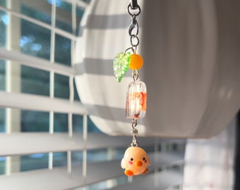 Handmade Baby Duck Polymer Clay Beaded Phone Charm Kawaii Keychain
