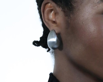 Matte Silver Teardrop Earrings: Stainless Steel Waterdrop Studs
