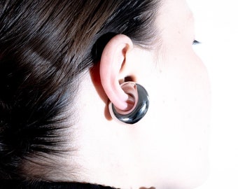 Silver Stainless Steel Non-Piercing Ear Cuffs: Geometric Chunky Clip-On Earrings