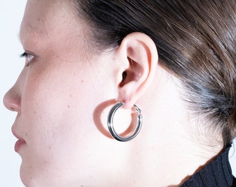 Stainless Steel Hoop Earrings, Hollow Tube Design, Large Circle Earrings, Geometric Hoop, Hypoallergenic Earrings, Lightweight, Gift