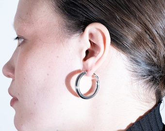Stainless Steel Hoop Earrings: Large Hollow Tube, Hypoallergenic