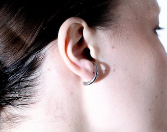 Sleek Stainless Steel Crescent Hoop Earrings: Hypoallergenic Minimalist C-Shape