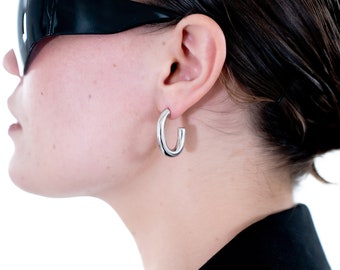 Stainless Steel Hoop Earrings: Modern C-Shape, Hypoallergenic