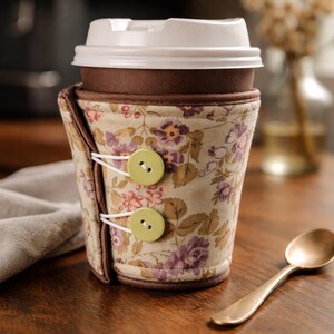 Handmade Cotton Coffee Cup Wrap - Reusable Insulated Sleeve