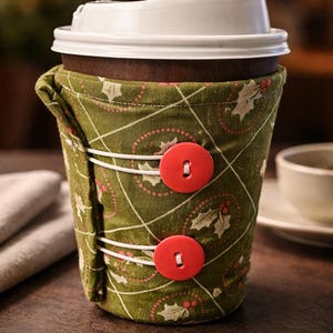 Handmade Cotton Coffee Cup Wrap - Reusable Insulated Sleeve