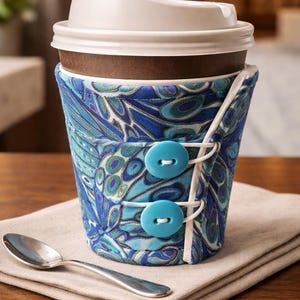 Handmade Cotton Coffee Cup Wrap - Reusable Insulated Sleeve