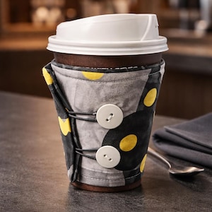 Handmade Cotton Coffee Cup Wrap - Reusable Insulated Sleeve