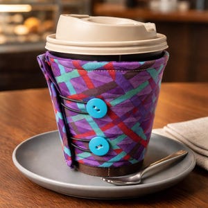 Handmade Cotton Coffee Cup Wrap - Reusable Insulated Sleeve