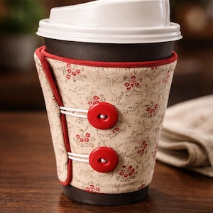 Handmade Cotton Coffee Cup Wrap - Reusable Insulated Sleeve