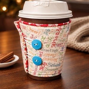 Handmade Cotton Coffee Cup Wrap - Reusable Insulated Sleeve