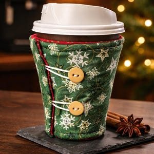 Handmade Cotton Coffee Cup Wrap - Reusable Insulated Sleeve