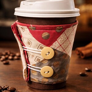 Handmade Cotton Coffee Cup Wrap - Reusable Insulated Sleeve