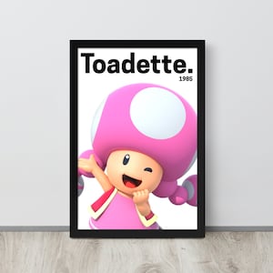Iconic Toadette Printable Poster, Girl Play Room, Super Mario Wall Art, Digital print, Mario Bros Game Gift , Instant Download