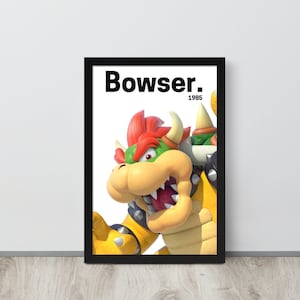 Póster digital de Bowser PNG para dibujos animados de monstruos, póster de pared para decoración de Mario Bros, regalo de cumpleaños para jugadores, descarga instantánea