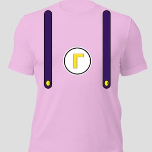 Waluigi Klempner Kostüm Kostüm für Cricut Cut Datei, Klempner Kleid, Hosenträger svg, Birthday Boy svg, Super Mario Shirt