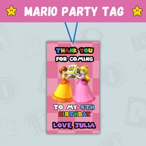Digital Custom Princess Peach Party Tag Label, Danke-Karten-Favor, Super Mario Taschenaufkleber, Mädchen-Geburtstags-Gastgeschenk - Peach Birthday