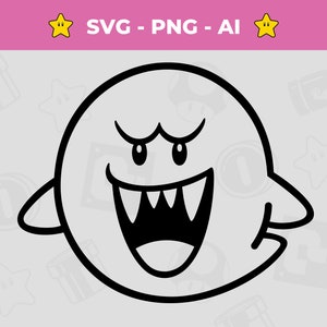 Super Mario Geist SVG - Boo SVG - Sofort Download für Nintendo Fans | Mario Brüder svg png | Super Mario T-Shirts png