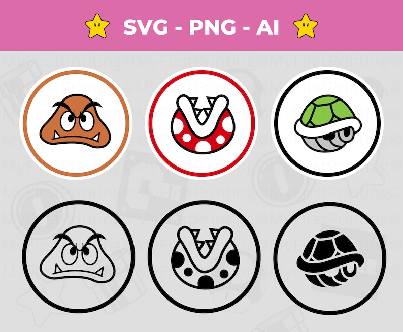 Super Mario Enemies SVG: Goomba & Koopa Shells (digital Download) - Etsy