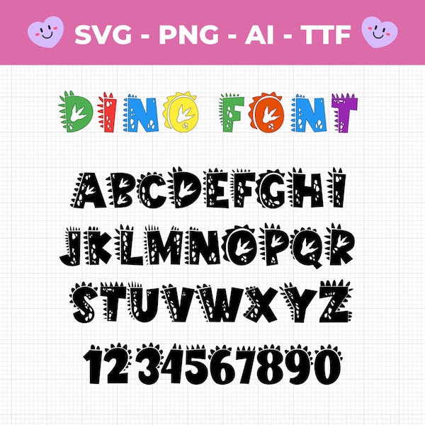 Dinosaur Letters SVG Dino Font for Birthday Decor TTF Font Dinosaur Font for Cricut DIY Dino Font for Baby Birthday Baby Shirt Design