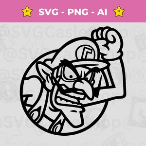 Fichier numérique Waluigi SVG Vector Cut - Super Mario PNG - conception de vinyle - jeu Mario - Silhouette - Cricut - téléchargement immédiat