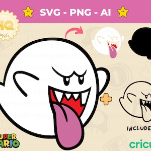 Boo svg - Super Mario Spiel SVG - Super Mario PNG - Mario Cut-Datei Digitaler Download für Silhouette, Cricut & Crafting - Mario Brothers svg