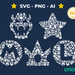 Logo numérique Mario Bundle SVG PNG - Mario svg téléchargement immédiat - personnages Super Mario SVG - fichier de coupe vectorielle pour Cricut & Silhouette