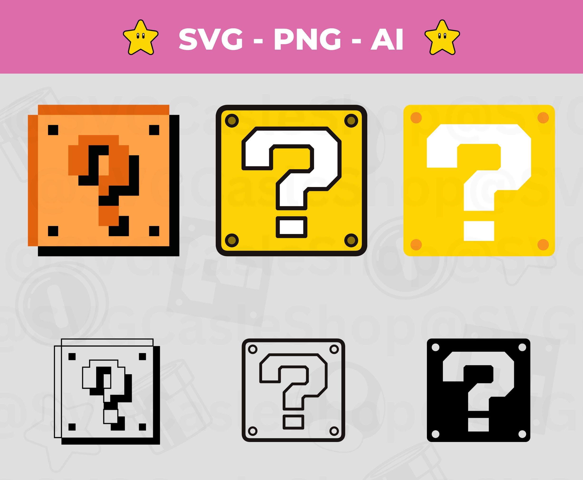 Mario Question Block Box SVG Pack of 3, Instant Download, Super Mario Box  Vector Cut Files, Mystery Boxes, Vinyl Design -  Canada