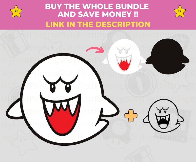 Super Mario Ghost SVG Boo SVG Instant Download for - Etsy