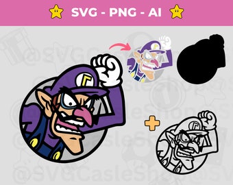 Waluigi SVG: Mario Character Cut File (Digital Download)