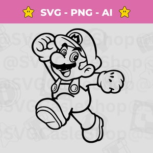 Digital Super Mario SVG - Mario Brothers svg - Cricut Vektor-Schnittdatei - Silhouette - Mario svg Outline png - Instant Download