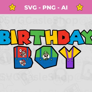 Super Mario-feestje Svg, T-shirt Design, Super Feestvarken Svg, Verjaardagsfeestje, Instant Download