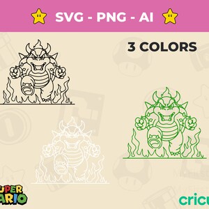Bowser SVG: Super Mario Minimalist Lines Clipart (digital Download) - Etsy