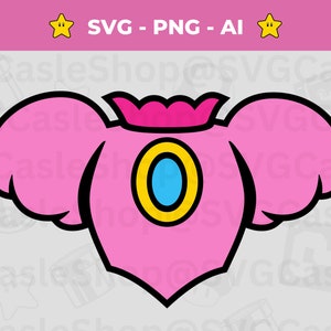 Digitales Prinzessin Peach Kostüm SVG - Ein königliches Geburtstagsgeschenk für Kinder | Mario Spiel T-Shirt svg | Rosa Prinzessin Kleid svg | Scherenschnitt & Cricut
