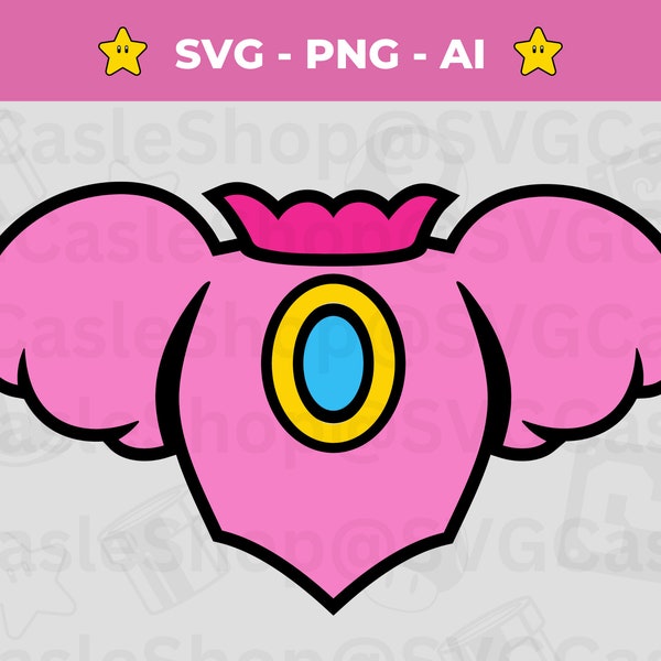 Digital Princess Peach Costume SVG - A Royal Birthday Gift for Kids | Mario Game T-shirt svg | Pink Princess dress svg | Silhouette & Cricut