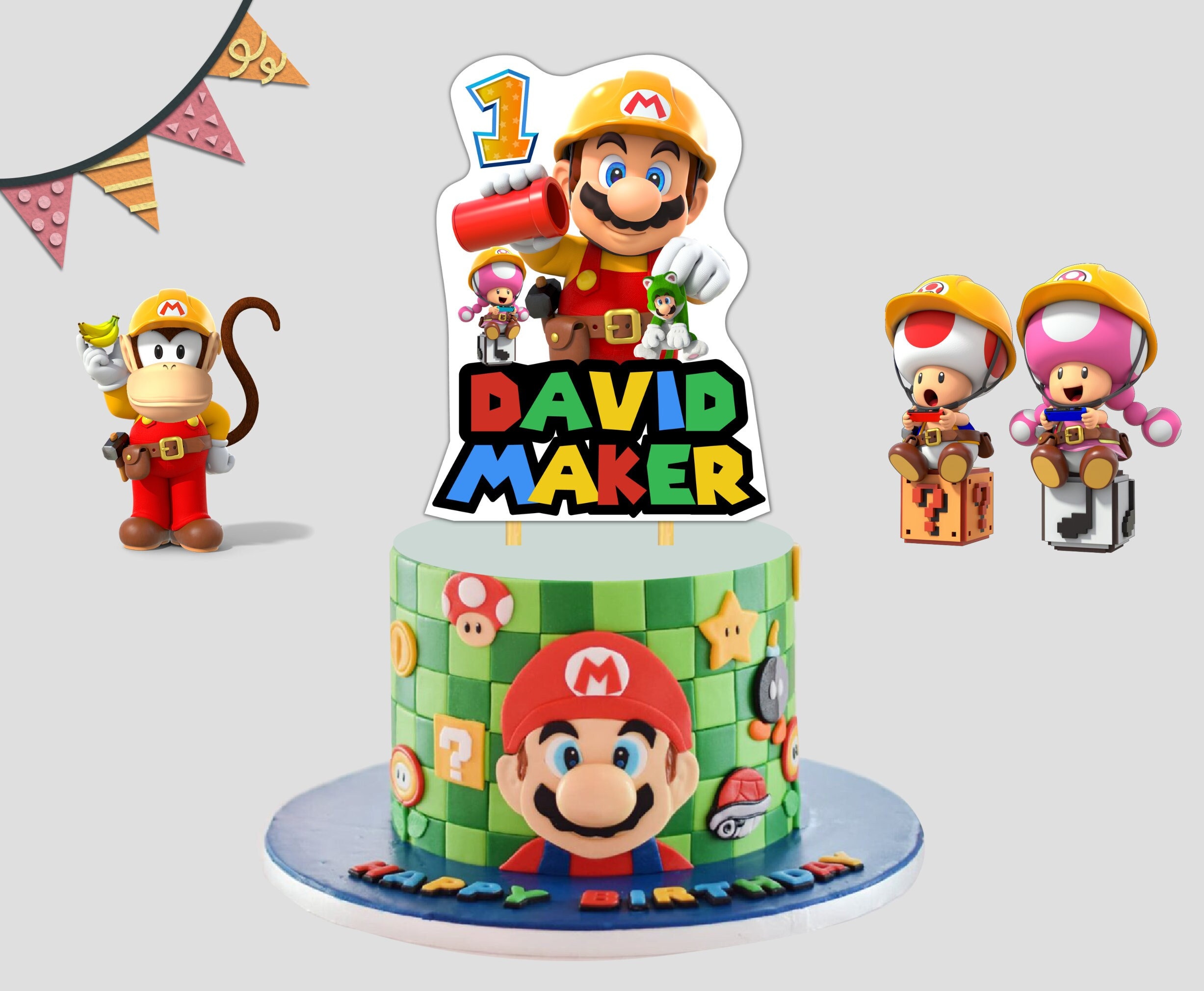 Custom Super Mario Cake Topper: Personalized Birthday Party Decor (Digital Download)