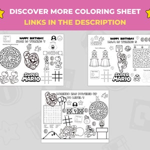 Personalized Mario Birthday Coloring Sheet Custom Printable Activity