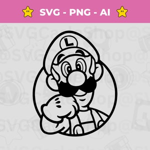 Luigi SVG PNG von Super Mario Brother, Cricut Cut Datei Vektor, Super Mario PNG, Mario Brothers svg Silhouette, Instant Download