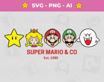 Super Mario SVG: Postacie z gry Mario Bros., wektor (pobieranie cyfrowe)