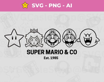 Plik wektorowy Super Mario & Co: SVG, PNG, AI (pobranie cyfrowe)