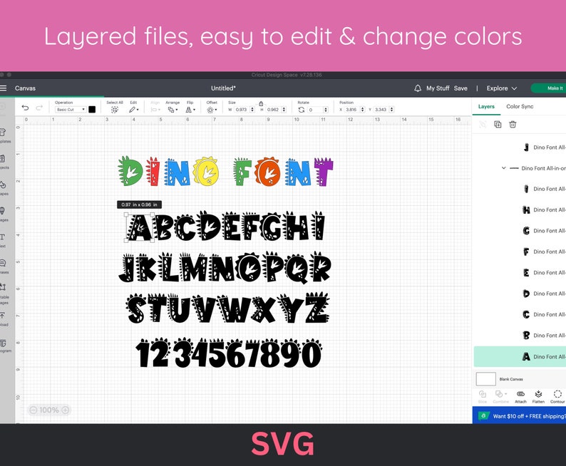 Dinosaur Letters SVG Dino Font for Birthday Decor TTF Font Dinosaur ...