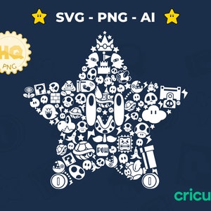 Digital Super Star svg, Super Mario Clipart png, Cricut Vektordatei, Mario Brothers svg, Mario svg, Instant Download