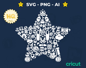 Super Mario Star SVG: Clipart Vector Cut File (Digital Download)