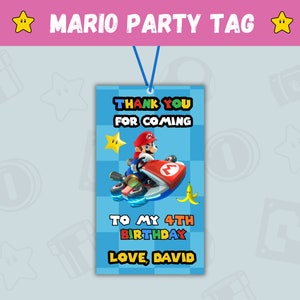 Etiqueta digital para festa Super Mario - Cartão de agradecimento - Adesivos PNG personalizados - Lembrancinha de festa de aniversário super