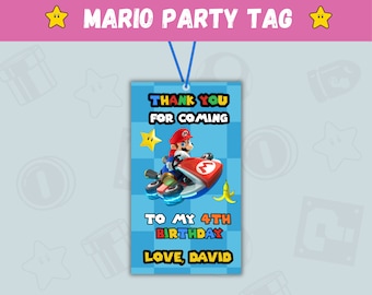 Super Mario Birthday Party Tag: Personalized Favor Stickers (Digital Download)