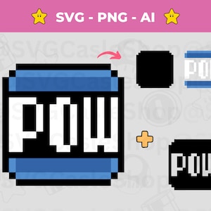 Super Mario SVG Digital Retro Pow Block Box - Cricut Schnitt Datei - Druckbare Pow Box Clipart - Silhouette - Instant Download