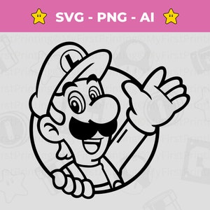 Luigi Umriss SVG - Perfekt für kreatives Basteln - Super Mario PNG - Mario Spiel - Schneide Datei Sofortiger Download für Silhouette, Cricut & Crafting