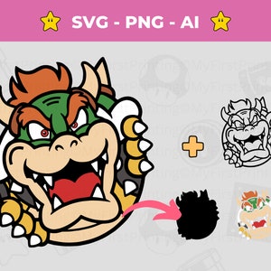 Bowser SVG - Mario svg Wektorowy plik do cięcia Pliki warstwowe - SVG dla Cricut i Silhouette - natychmiastowe pobranie